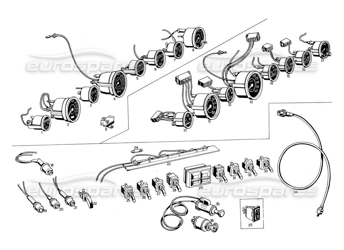 maserati ghibli 4.7 / 4.9 instruments du tableau de bord schéma des pièces