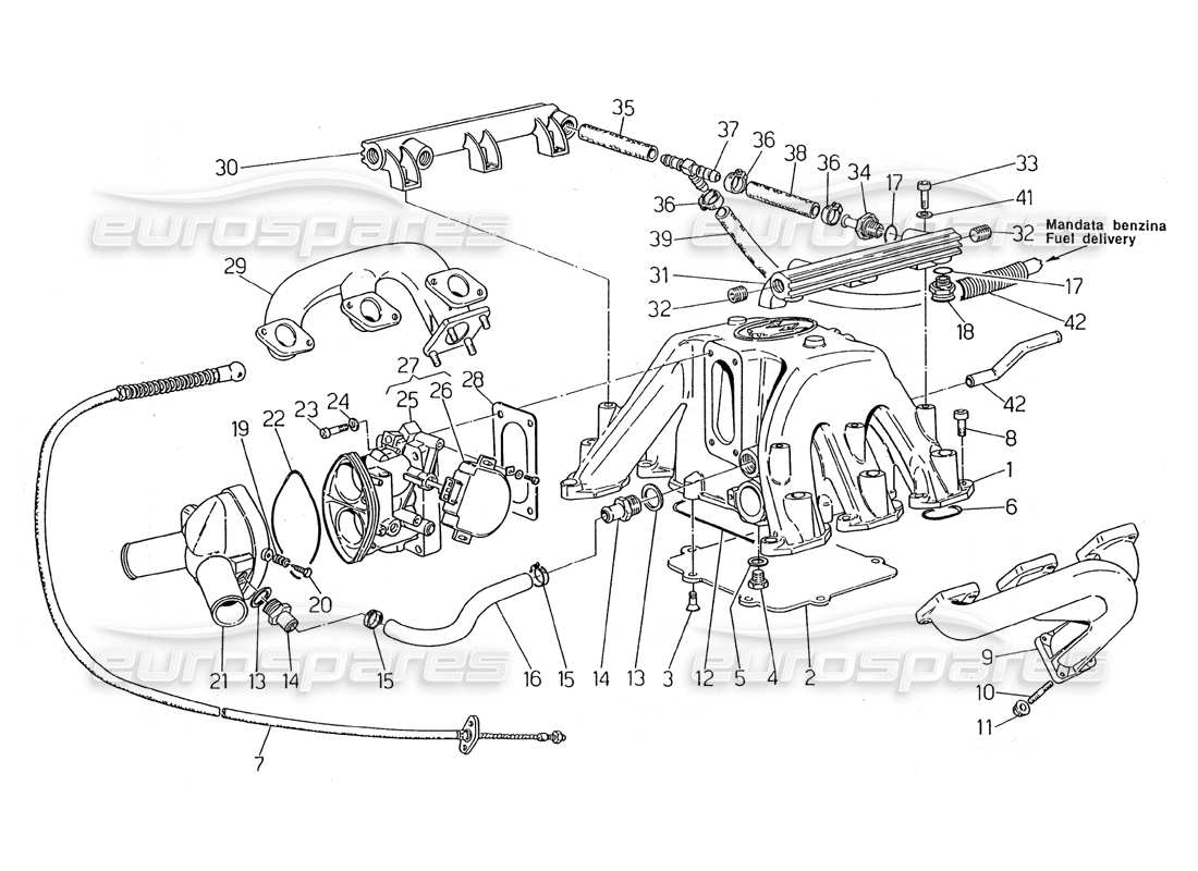 maserati 2.24v schéma des pièces du collecteur d'admission et d'échappement