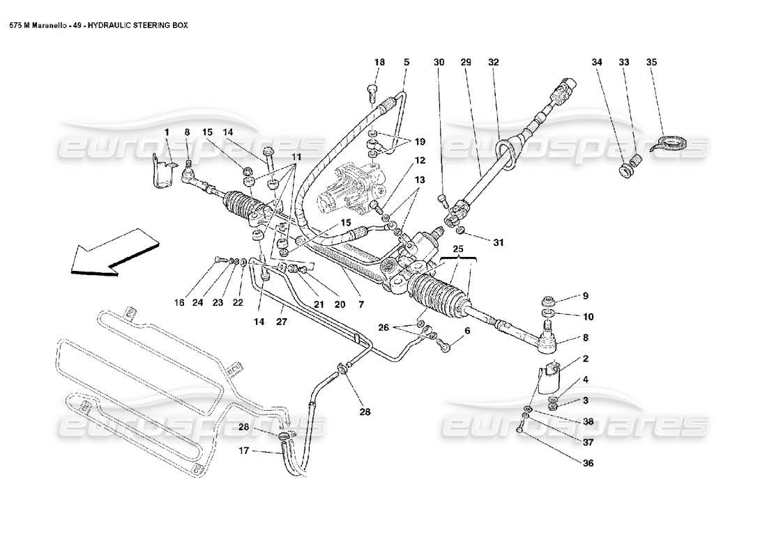 ferrari 575m maranello schéma des pièces du boîtier de direction hydraulique