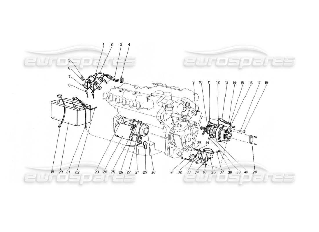 ferrari 400 gt (mechanical) diagramme des pièces du générateur de courant et du moteur de démarrage