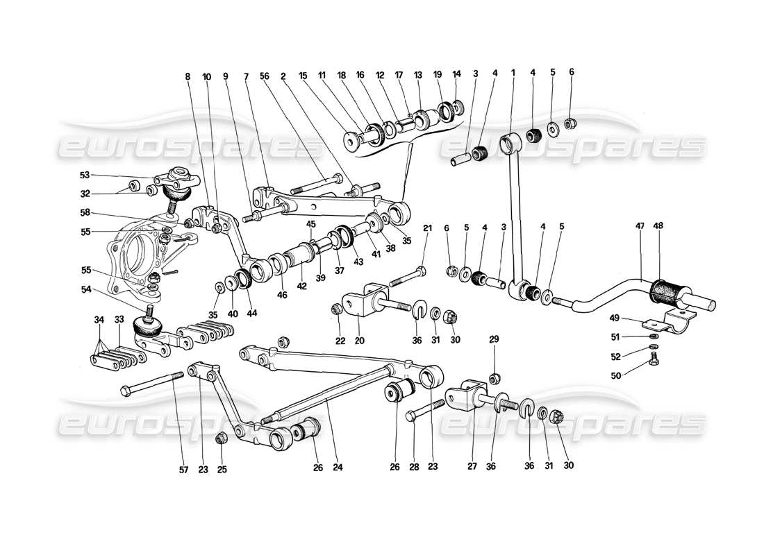 ferrari 412 (mechanical) suspension avant - leviers schéma des pièces