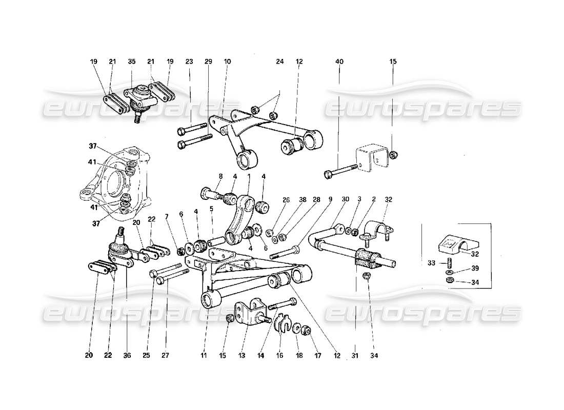 ferrari f40 suspension avant - schéma des pièces des leviers