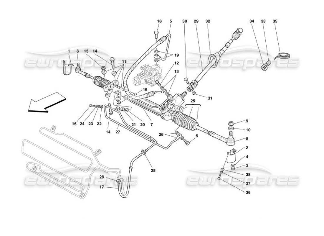 ferrari 575 superamerica schéma des pièces du boîtier de direction hydraulique