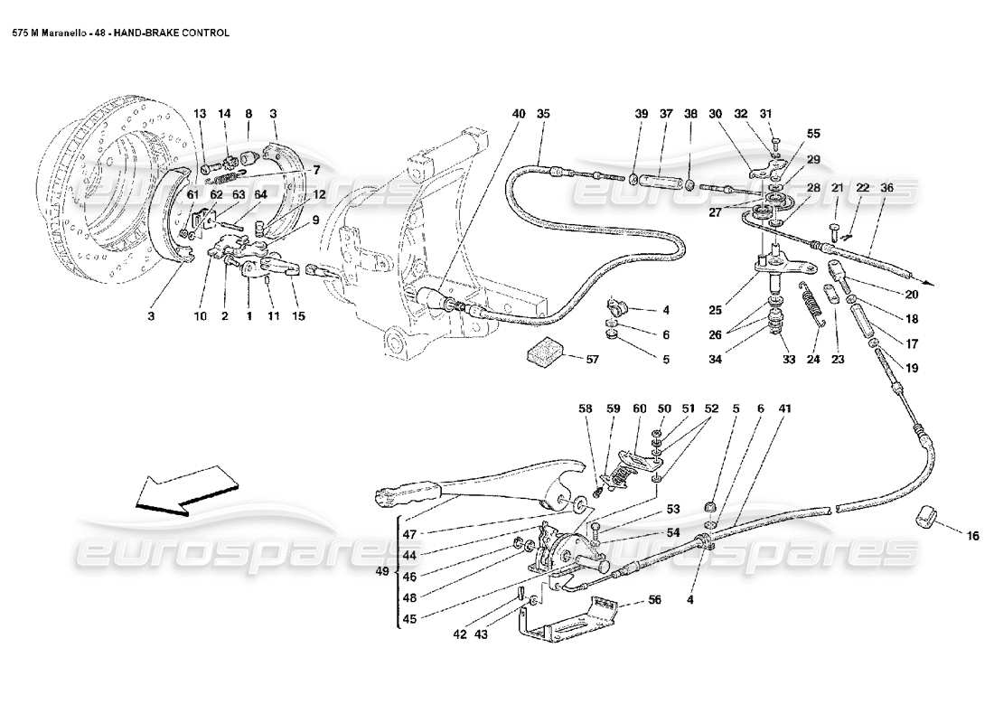 ferrari 575m maranello schéma des pièces de commande du frein à main