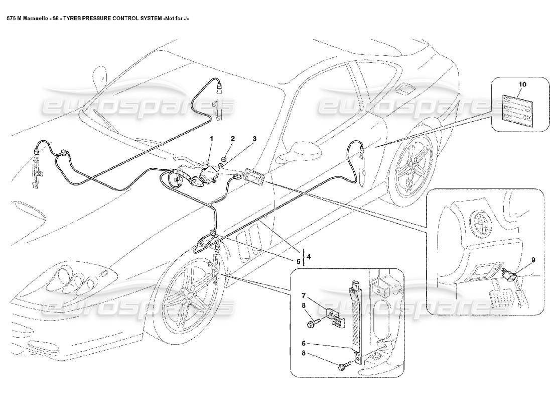 ferrari 575m maranello système de contrôle de la pression des pneus pas pour j schéma des pièces