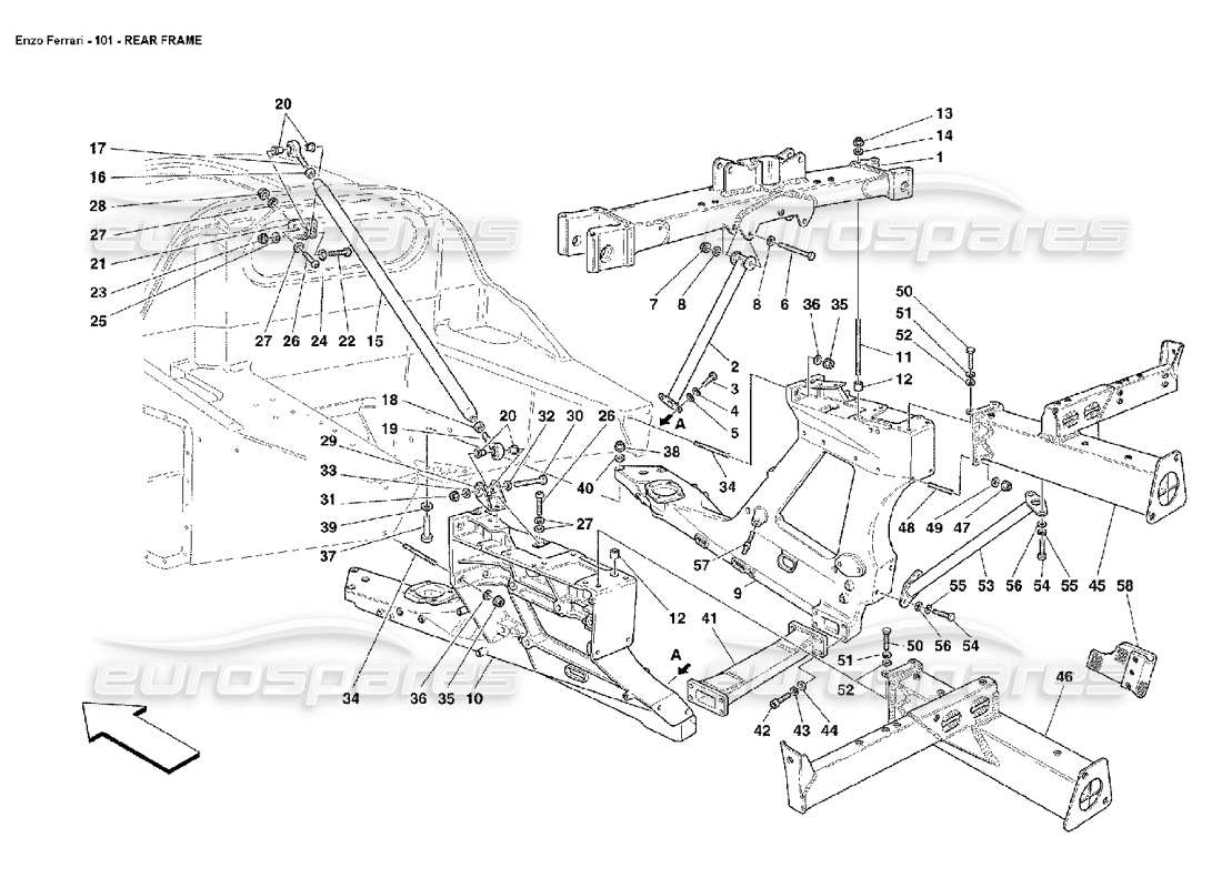 ferrari enzo schéma des pièces du cadre arrière