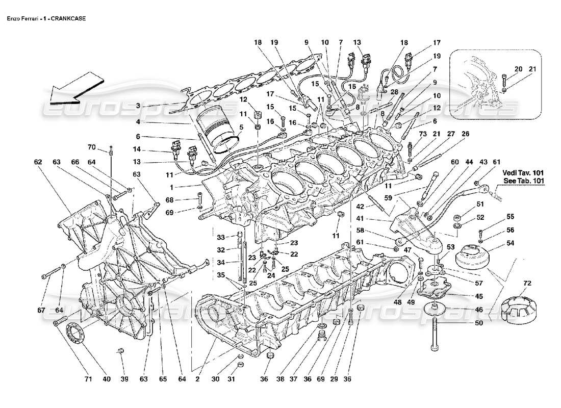 ferrari enzo schéma des pièces des bielles et pistons du carter moteur