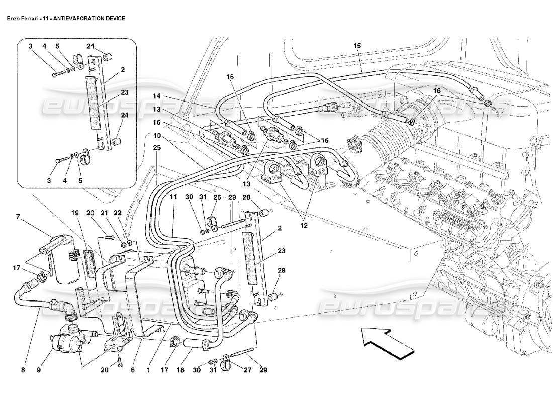 ferrari enzo schéma des pièces du dispositif anti-évaporation