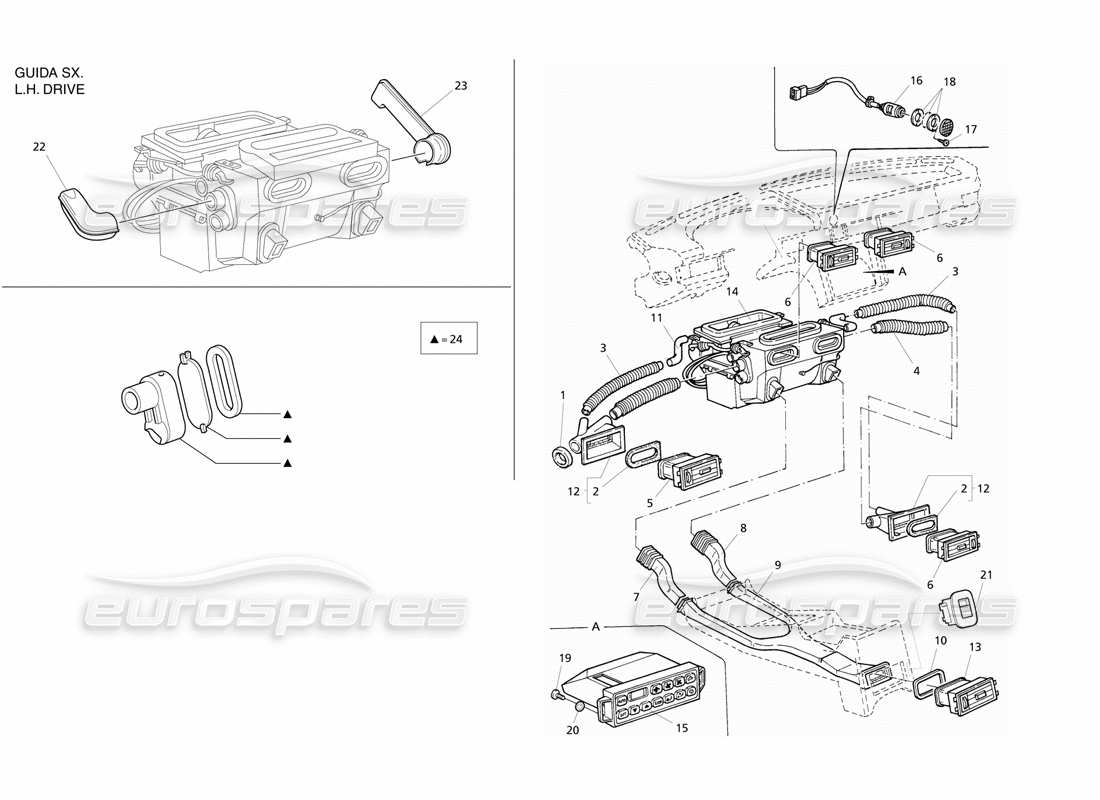 maserati qtp v6 evoluzione schéma des pièces de ventilation de l'habitacle