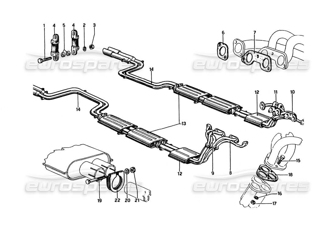 ferrari 275 gtb4 schéma des pièces d'assemblage des tuyaux d'échappement