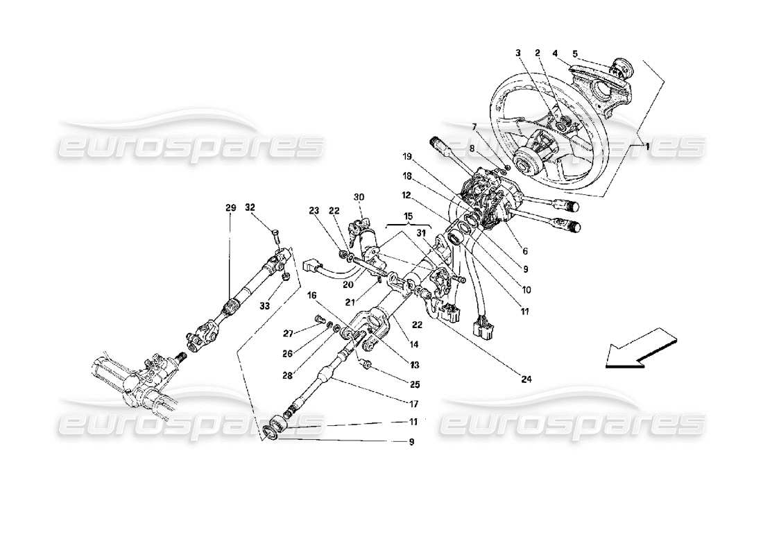 ferrari mondial 3.4 t coupe/cabrio colonne de direction schéma des pièces