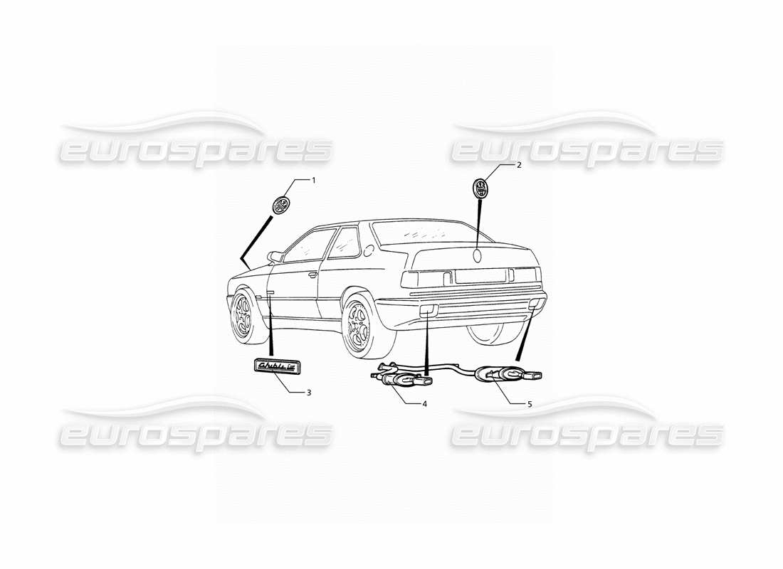 maserati ghibli 2.0 cup variations extérieures et d'échappement du véhicule schéma des pièces