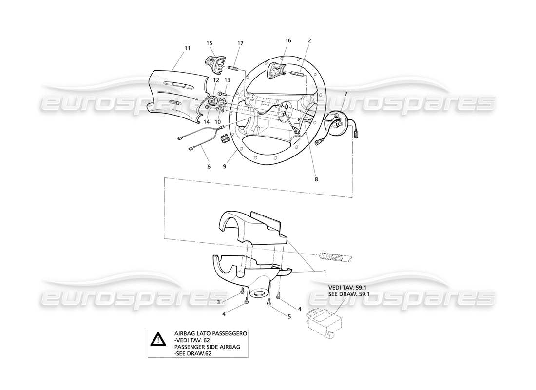 maserati qtp v6 evoluzione schéma des pièces du volant avec airbag