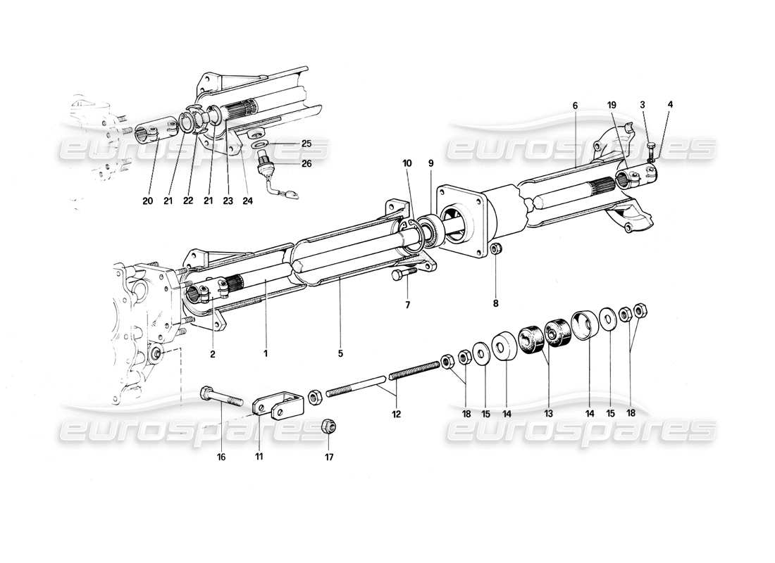 ferrari 400i (1983 mechanical) arbre de transmission schéma des pièces