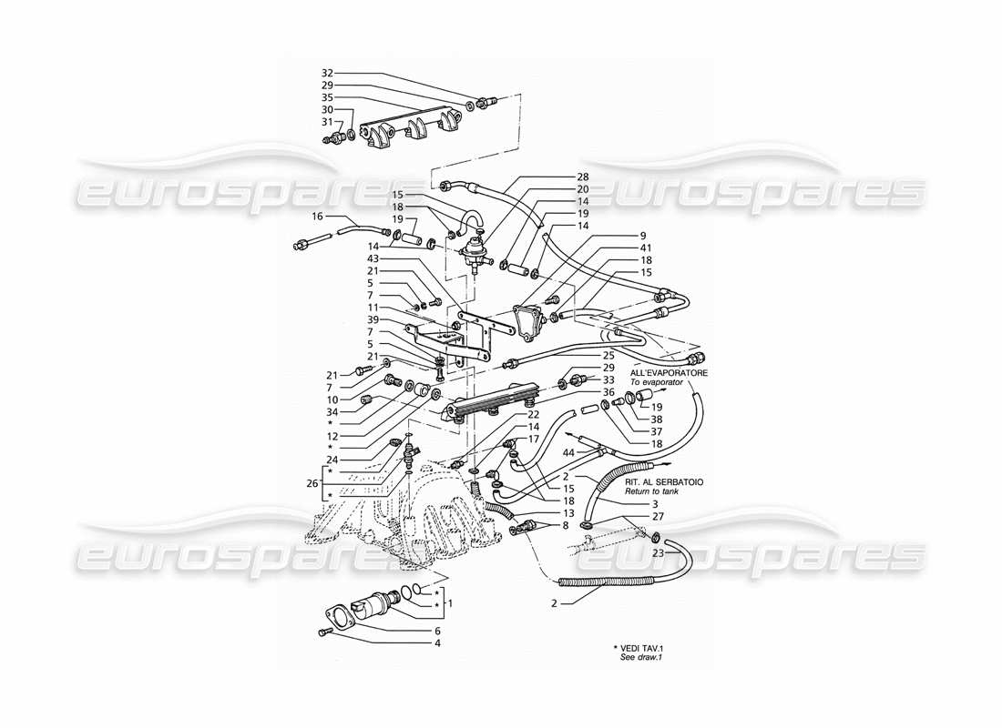 maserati ghibli 2.8 (abs) schéma des pièces des accessoires du système d'injection