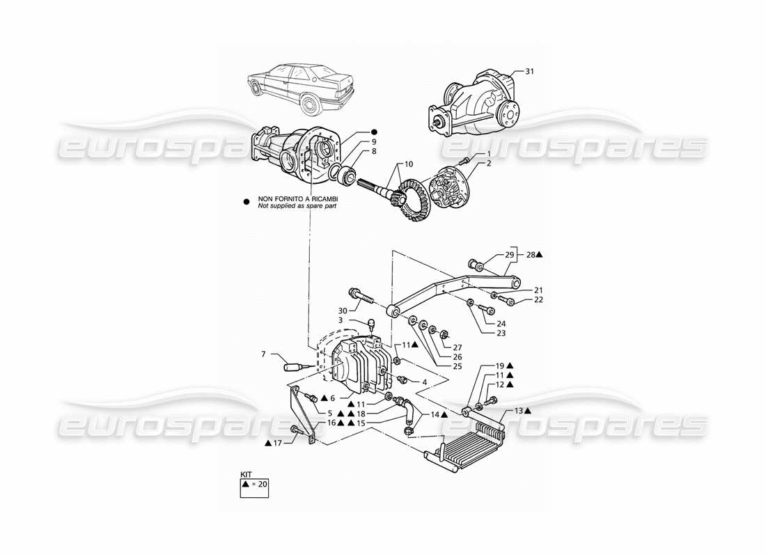 maserati ghibli 2.8 (abs) différentiel avec diagramme de pièce de radiateur