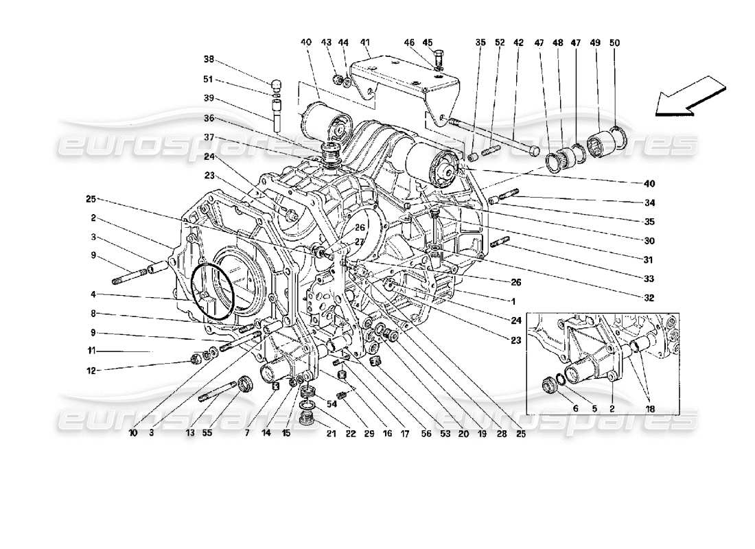 ferrari mondial 3.4 t coupe/cabrio boîtier de boîte de vitesses et interm. boîtier - valable pour les voitures avec 3p diagramme de pièces