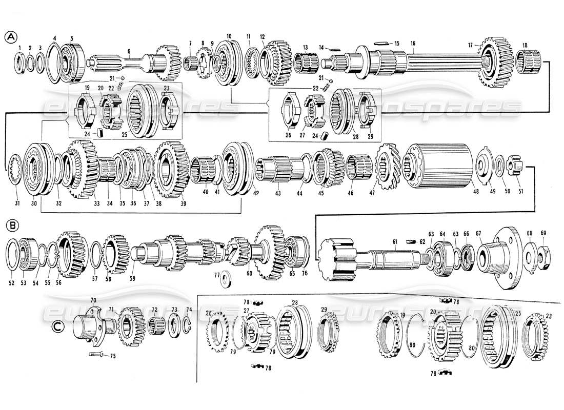 maserati mistral 3.7 engrenage de transmission (s5 17) schéma des pièces