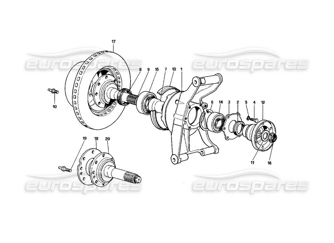 ferrari 400 gt (mechanical) suspension arrière - schéma des pièces des disques de frein
