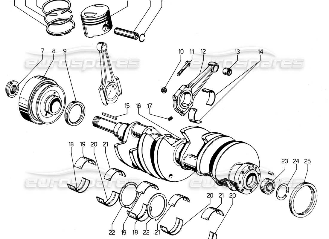 lamborghini urraco p300 diagramme de pièce de vilebrequin