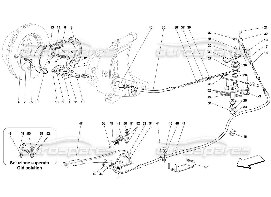 ferrari 456 gt/gta commande de frein à main - valide pour 456 gt schéma des pièces