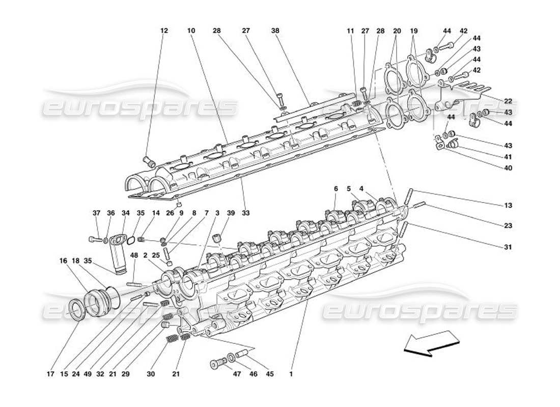 ferrari 575 superamerica schéma des pièces de la culasse droite