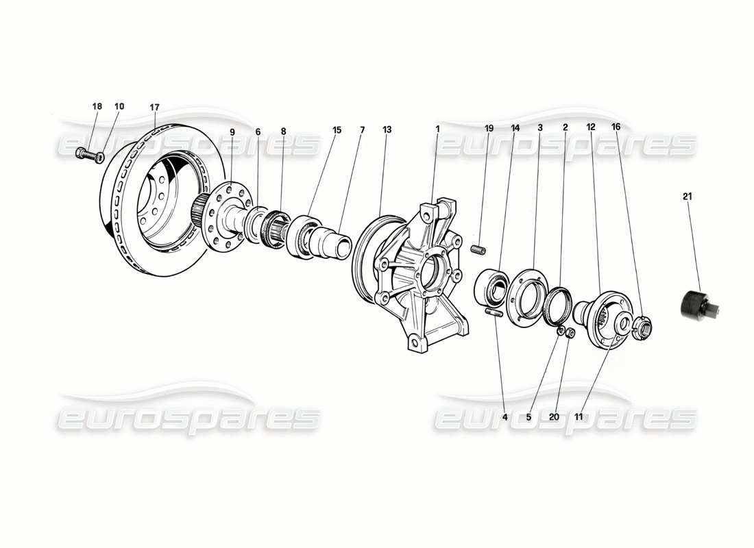 ferrari testarossa (1990) suspension arrière - disque de frein (jusqu'au numéro de voiture 75995) schéma des pièces