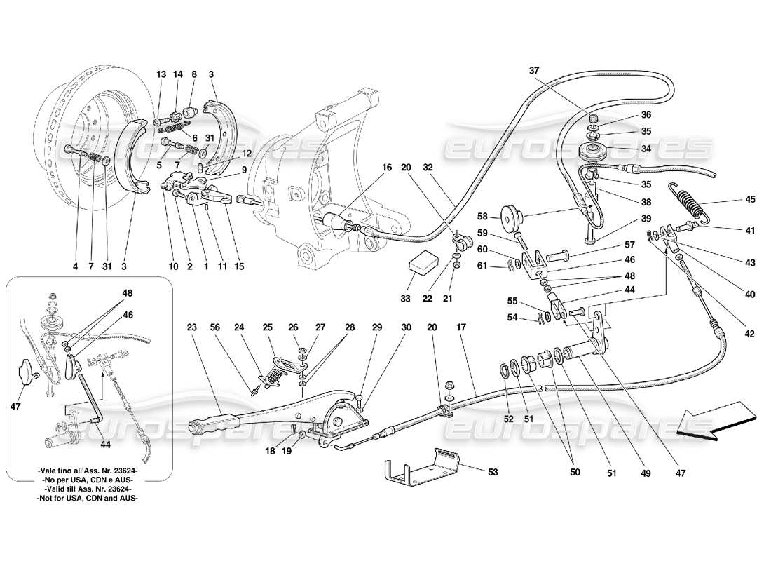 ferrari 456 gt/gta commande de frein à main - valable pour 456 diagramme de pièces gta