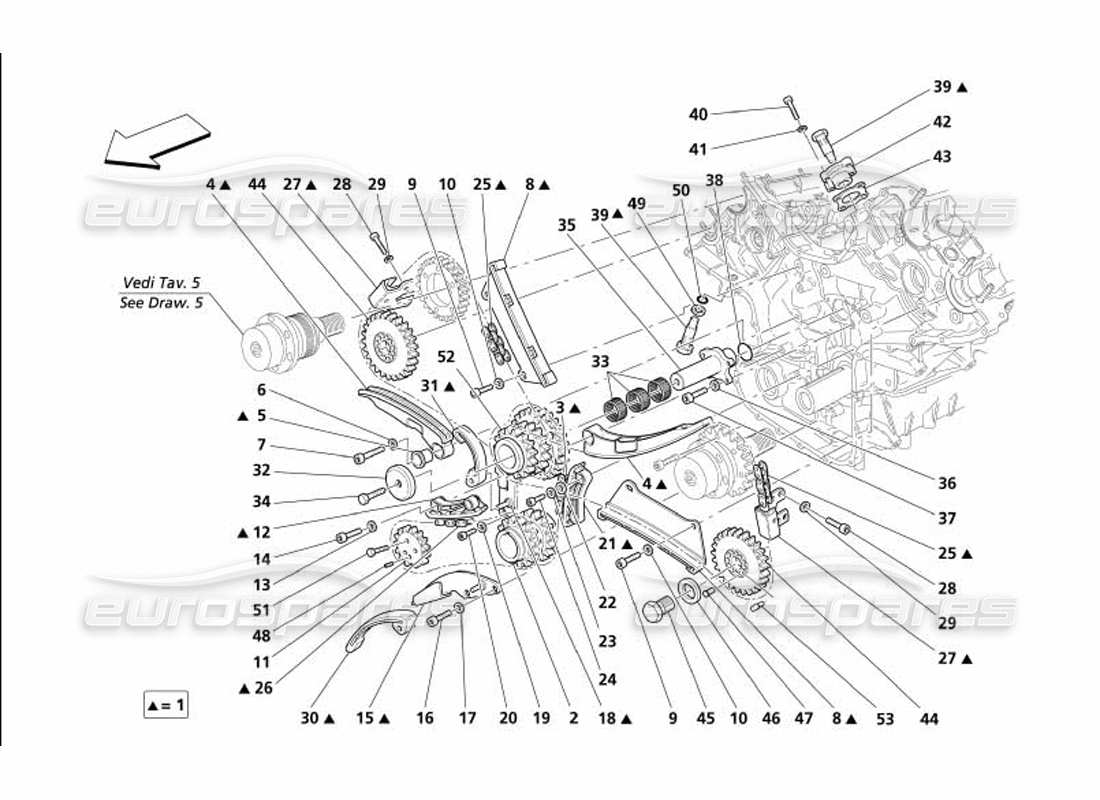 maserati 4200 spyder (2005) synchronisation - diagramme des pièces de commandes