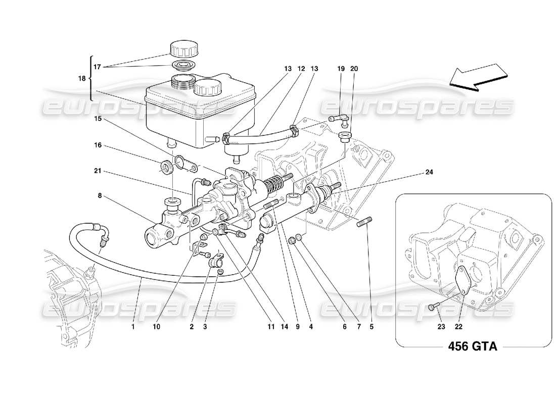 ferrari 456 gt/gta système hydraulique de frein et d'embrayage – ne convient pas pour gd. schéma des pièces