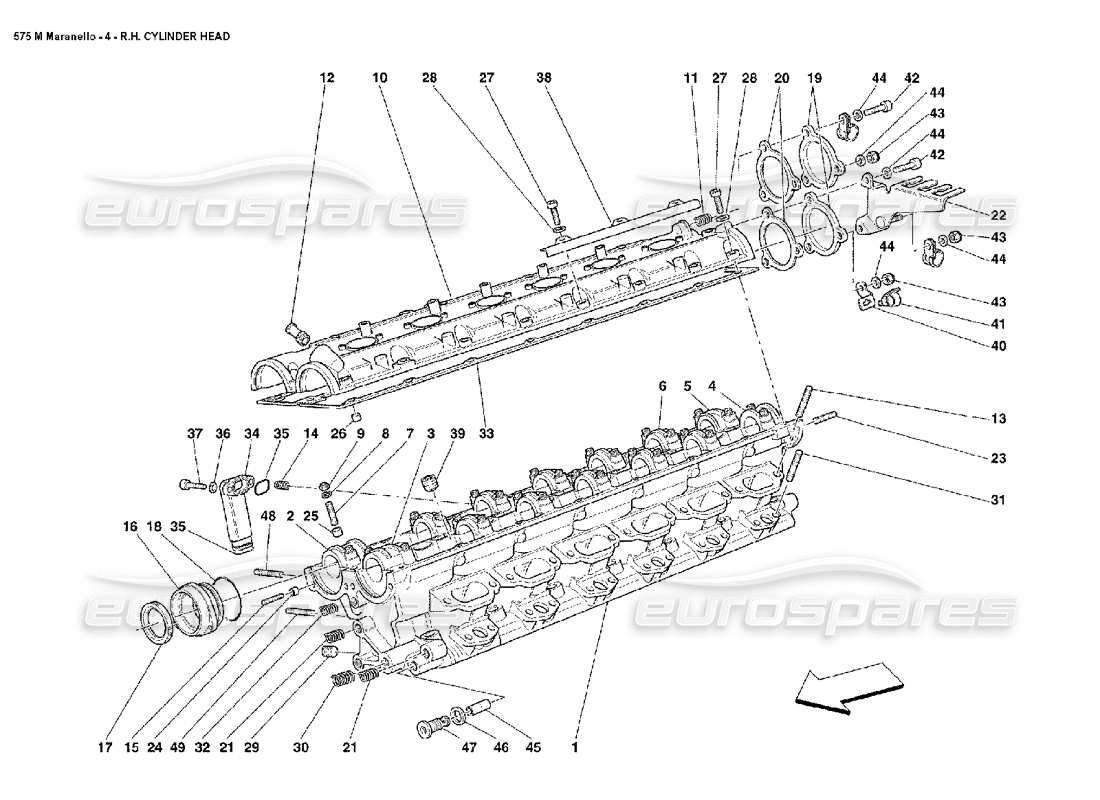 ferrari 575m maranello schéma des pièces de la culasse droite