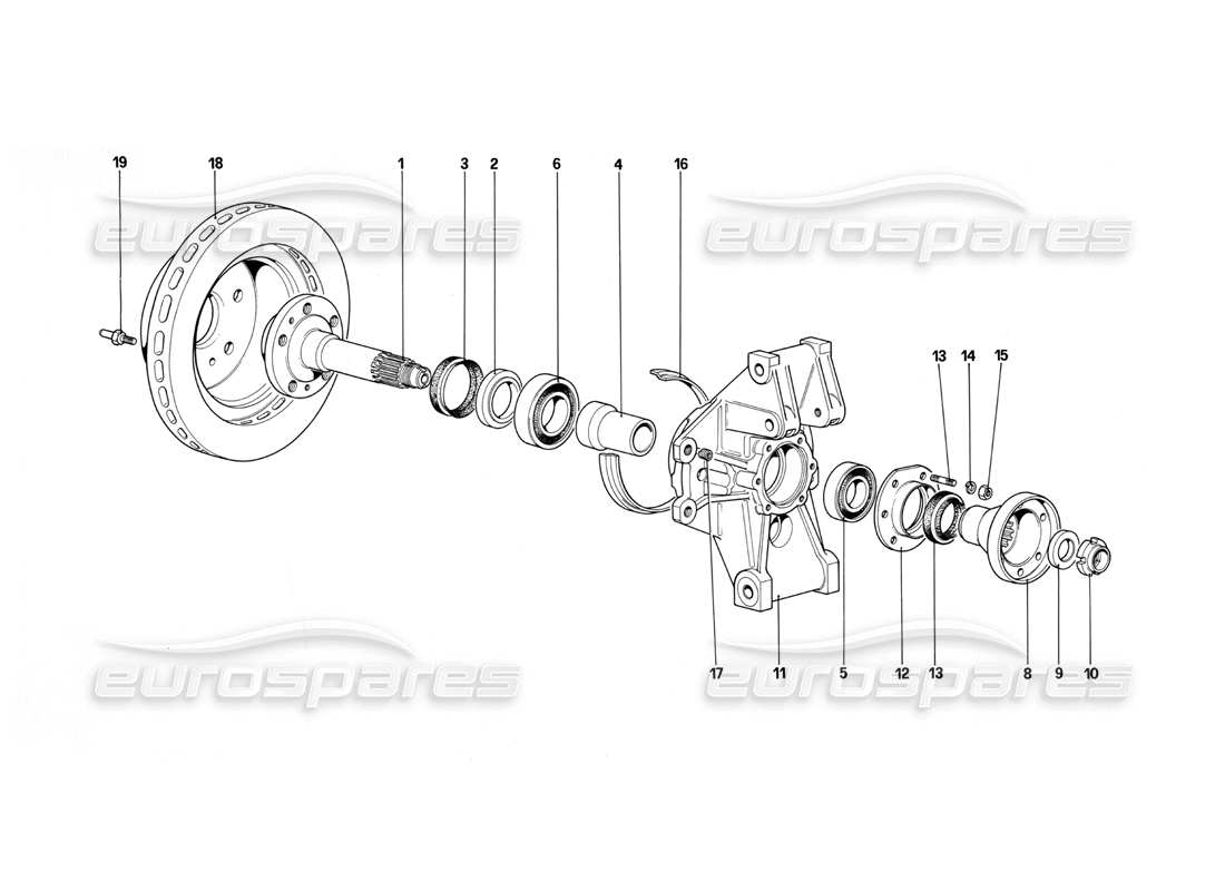 ferrari testarossa (1990) suspension arrière - disque de frein (à partir du numéro de voiture 75997) schéma des pièces
