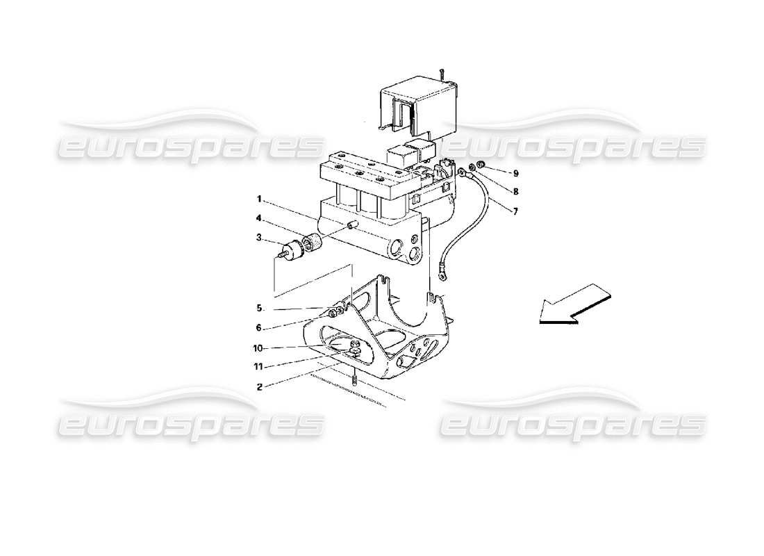 ferrari 512 tr schéma des pièces de l'unité de commande hydraulique abs