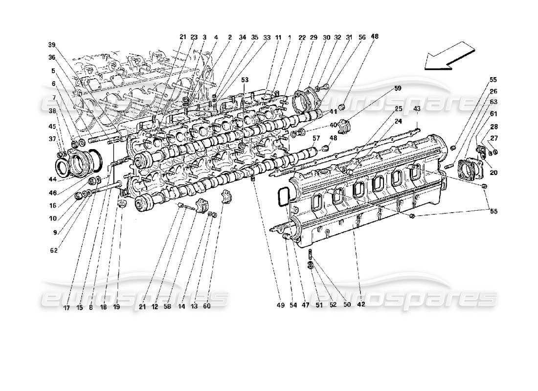 ferrari 512 tr schéma des pièces de la culasse gauche