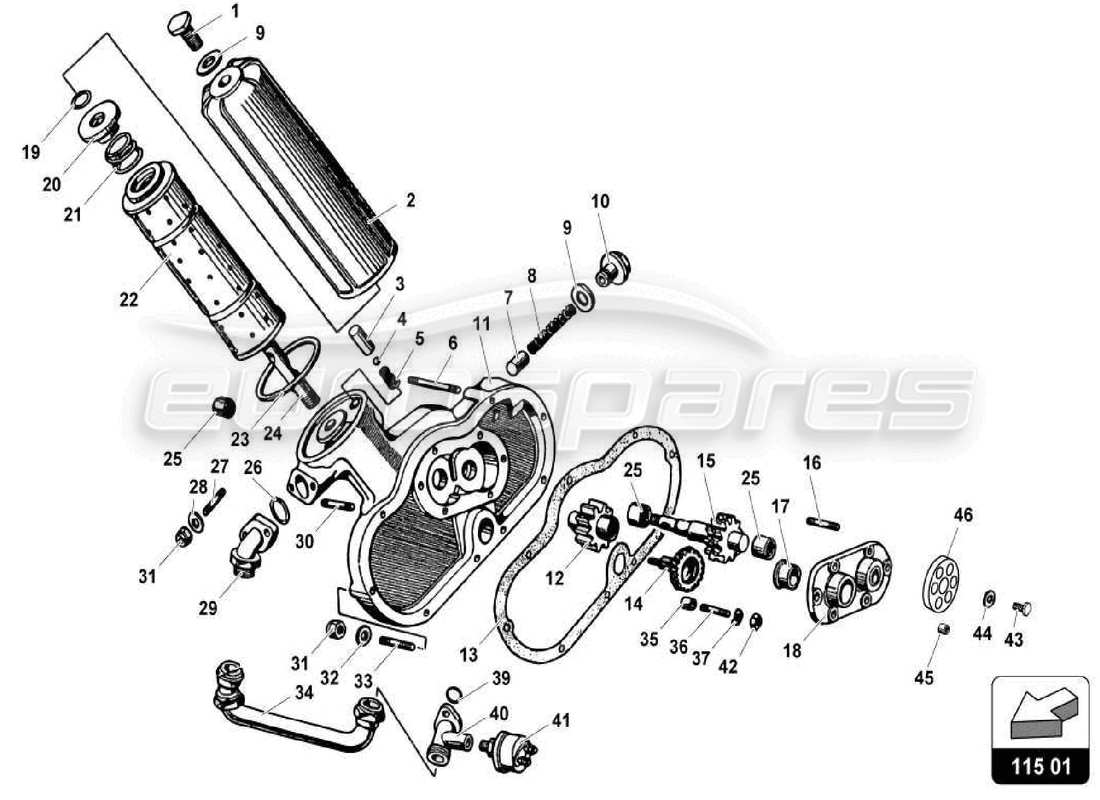 lamborghini miura p400 filtre à huile schéma des pièces
