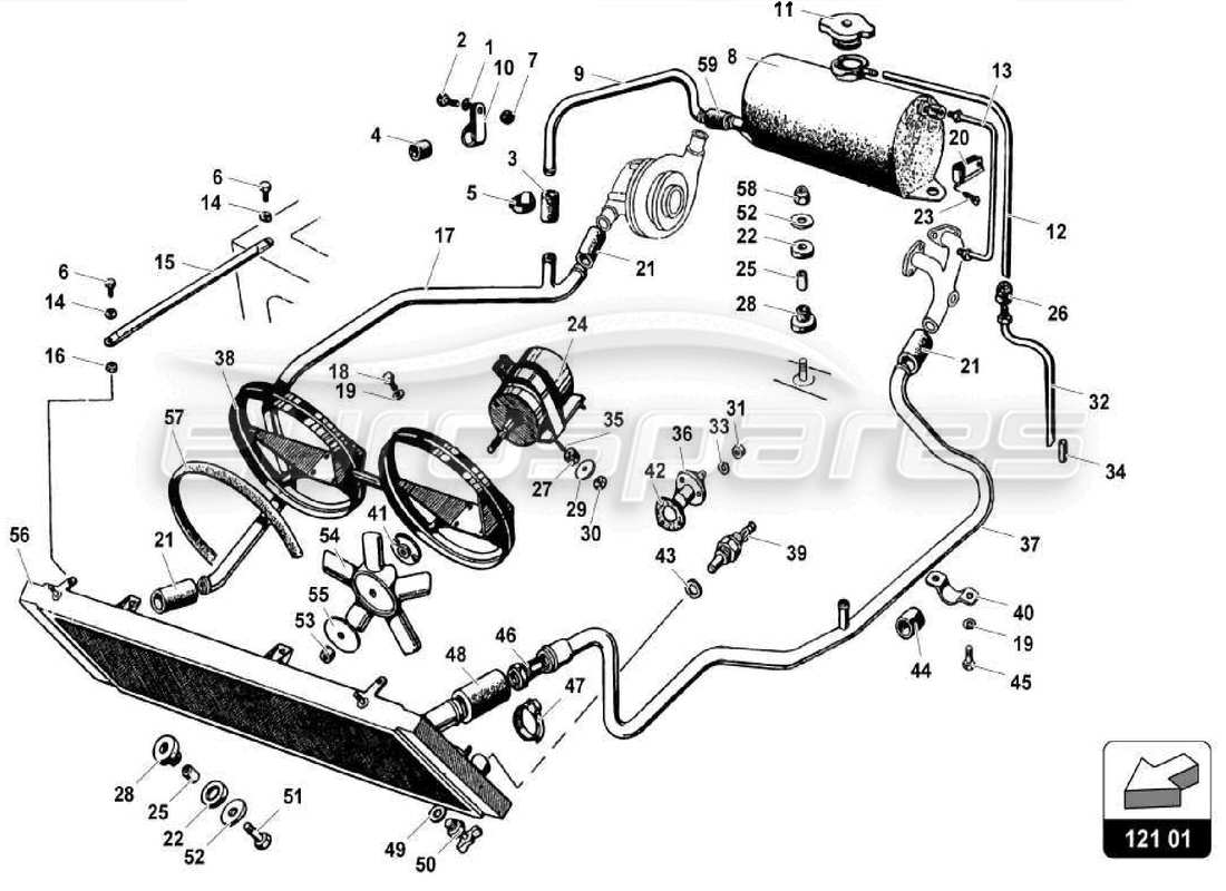lamborghini miura p400 système de refroidissement par eau schéma des pièces