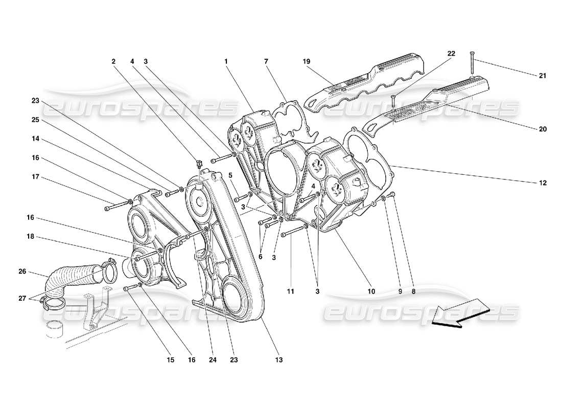 ferrari 456 gt/gta couvercle de moteur schéma des pièces