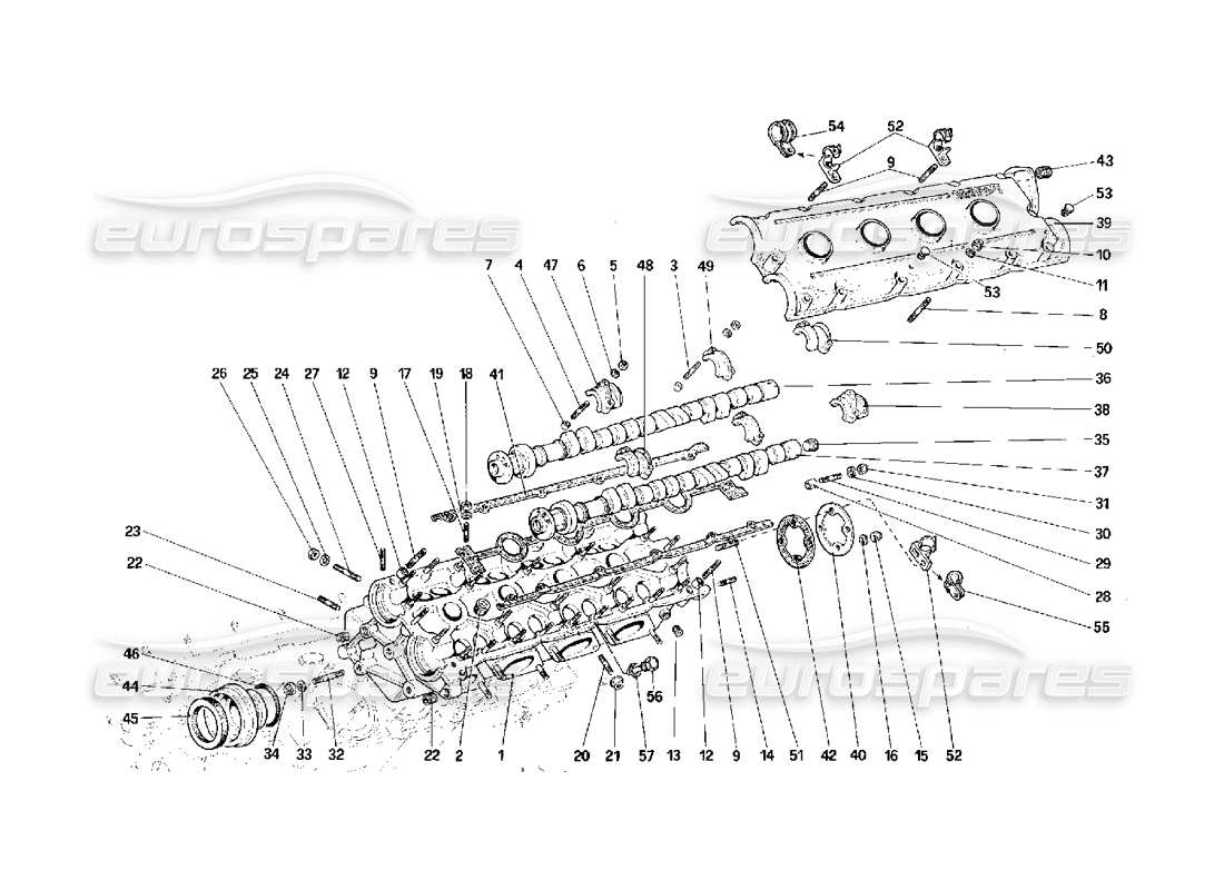 ferrari f40 schéma des pièces de la culasse gauche