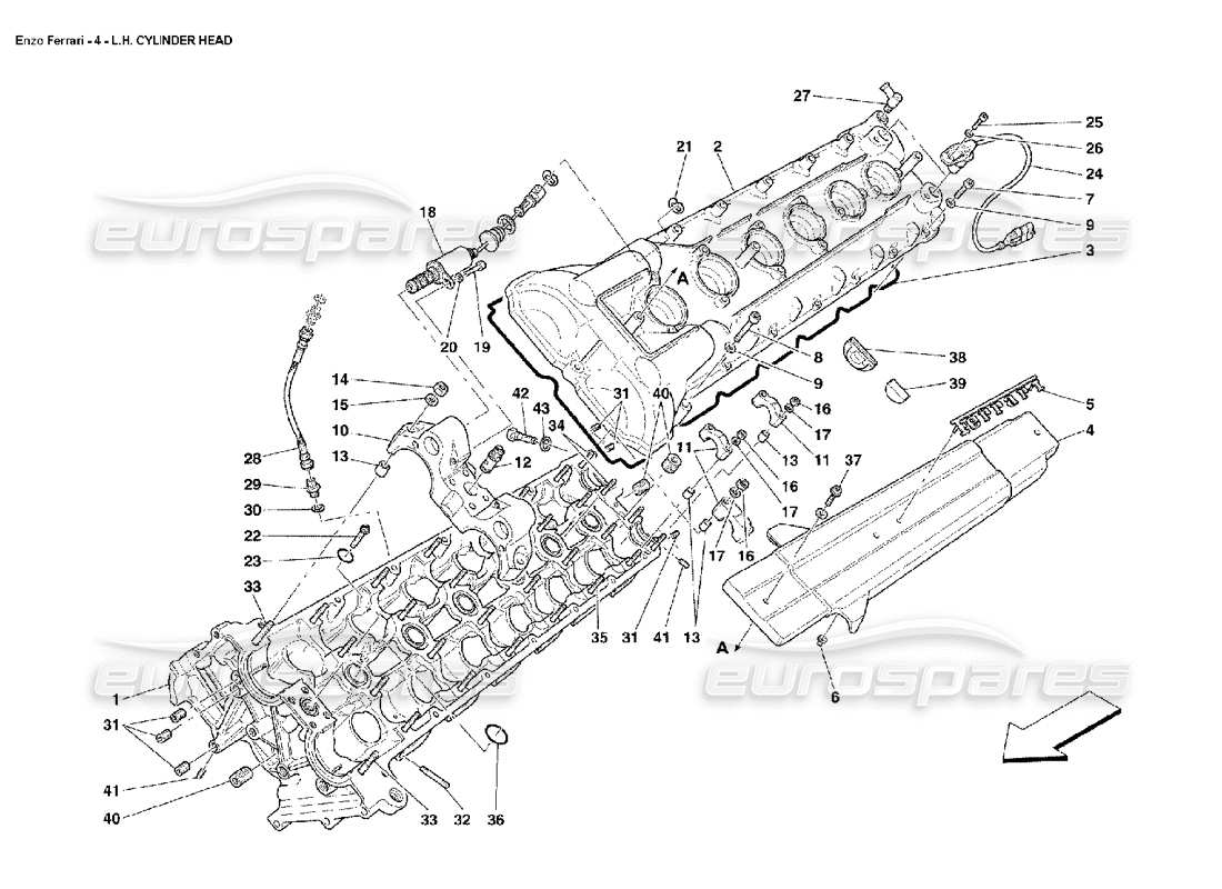 ferrari enzo schéma des pièces de la culasse gauche