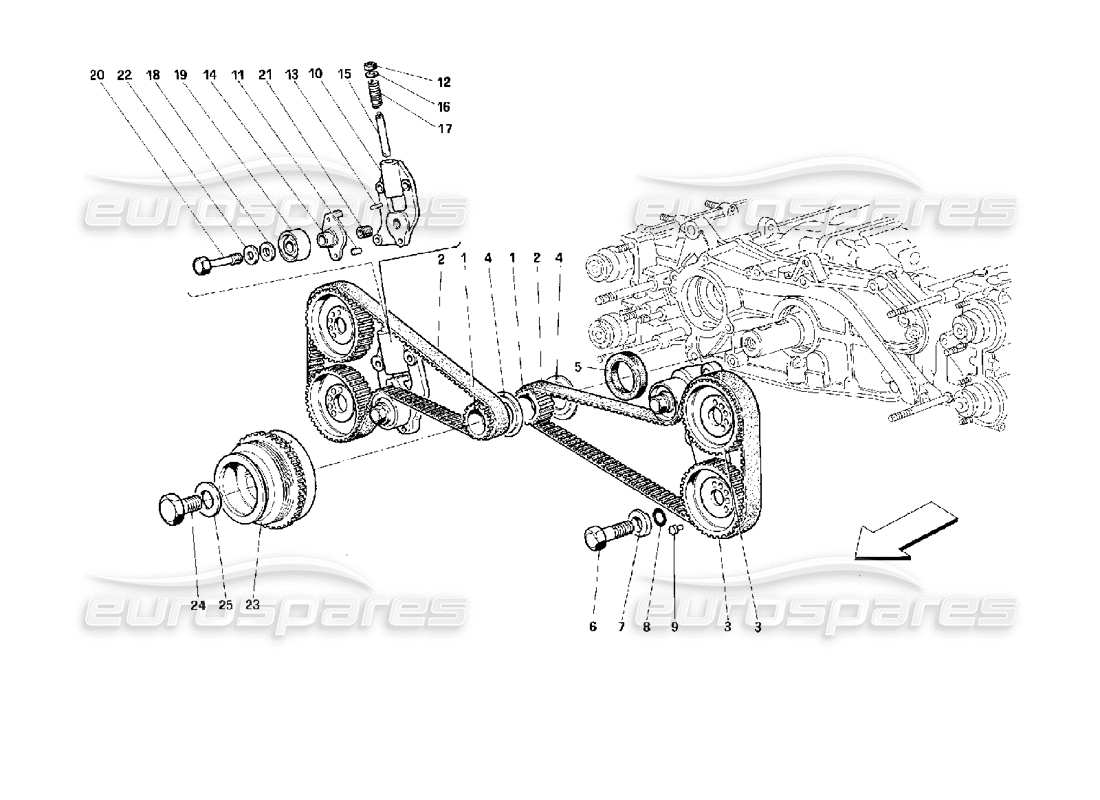 ferrari 512 tr système de synchronisation - schéma des pièces des commandes