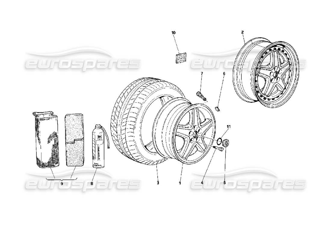 ferrari 512 tr roues schéma des pièces