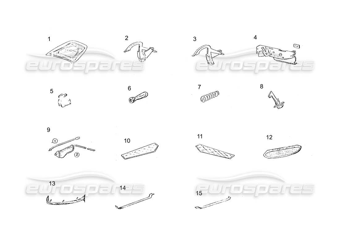 ferrari 250 gt (coachwork) schéma des pièces du capot et des raccords