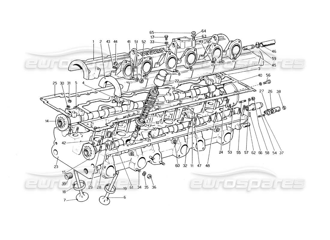 ferrari 400 gt (mechanical) schéma des pièces de la culasse (gauche)