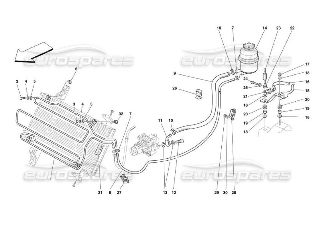 ferrari 575 superamerica réservoir d'huile pour servodirection et schéma de pièces serpentin