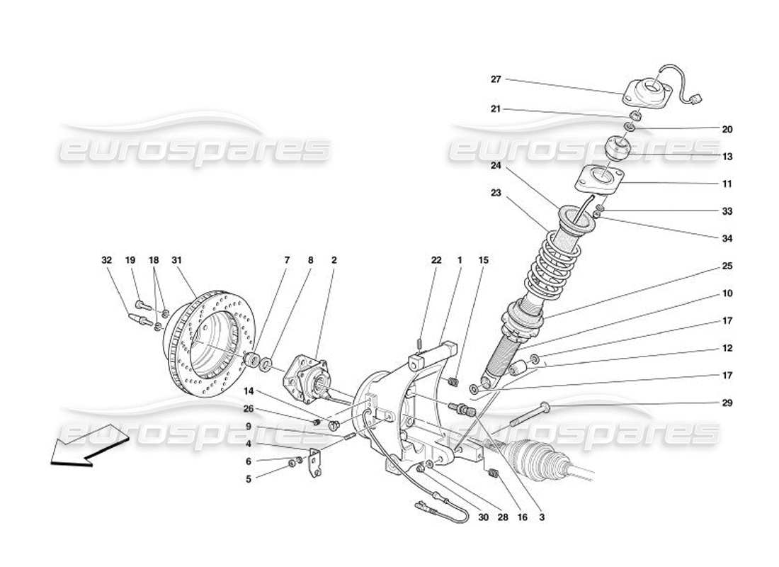 ferrari 575 superamerica suspension arrière - amortisseur et disque de frein schéma des pièces