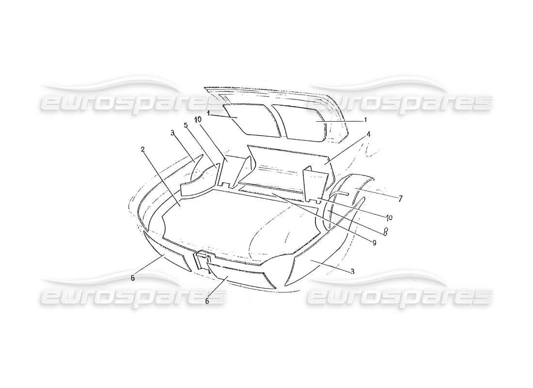 ferrari 330 gtc / 365 gtc (coachwork) tapis intérieur de coffre schéma des pièces