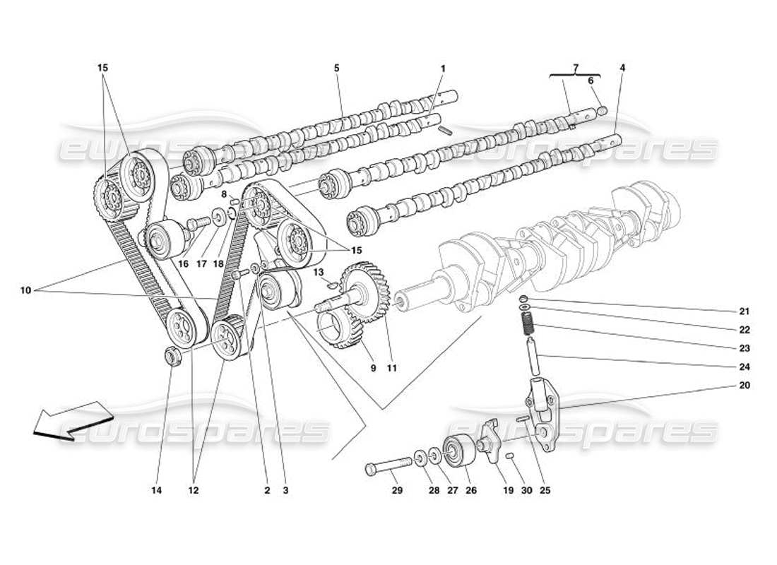 ferrari 575 superamerica synchronisation - diagramme des pièces de commandes