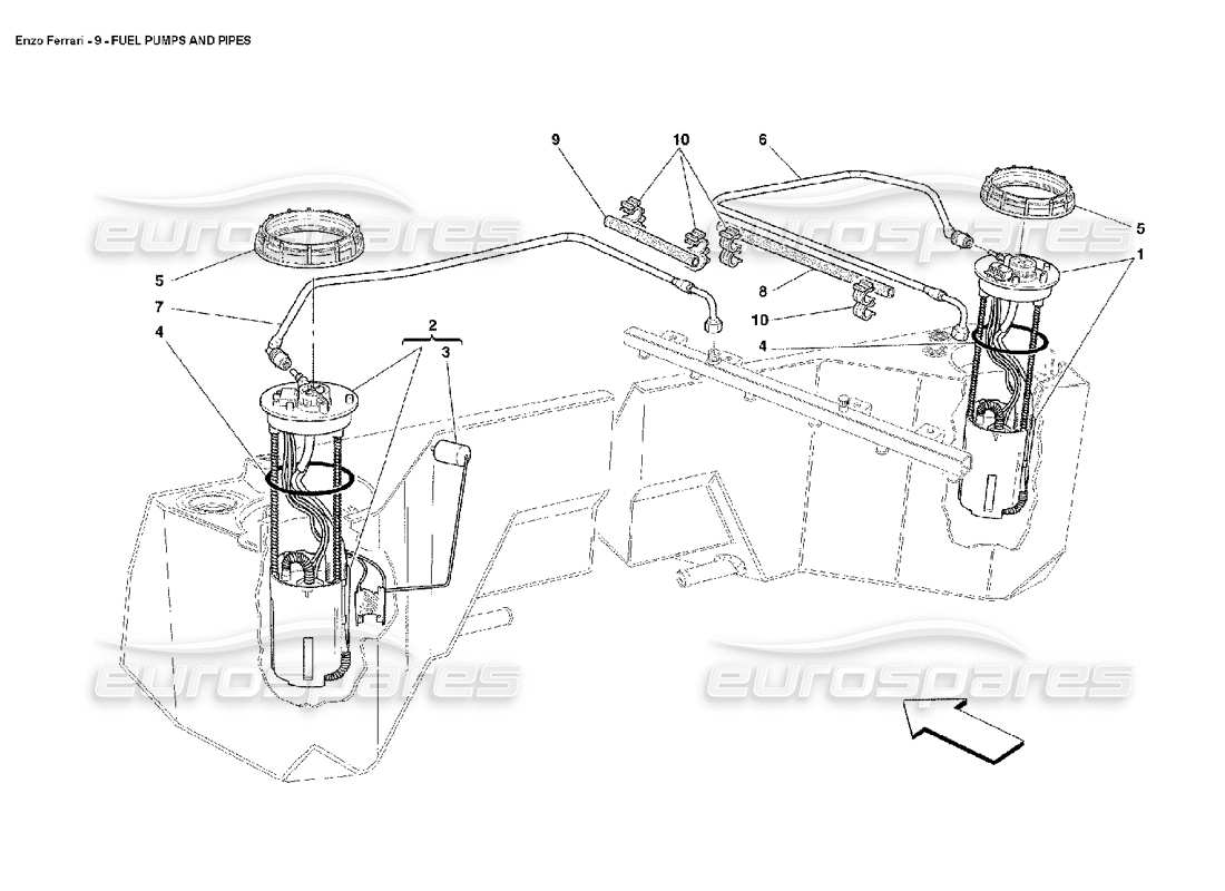 ferrari enzo schéma des pièces des pompes à carburant et des tuyaux