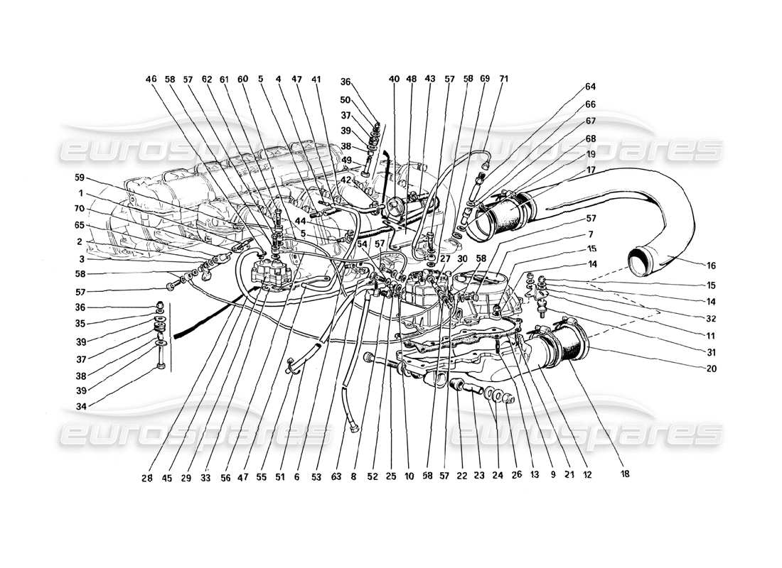 ferrari 512 bbi système d'injection de carburant - distributeurs de carburant, conduites - schéma des pièces