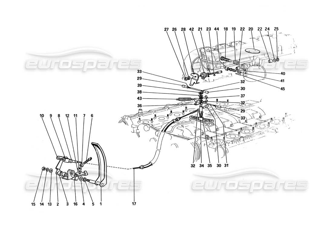 ferrari 512 bbi contrôle des manettes schéma des pièces